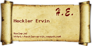 Heckler Ervin névjegykártya